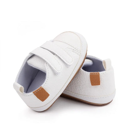 Baskets bébé Sobabys blanches en cuir avec fermetures à scratch pour un confort optimal
