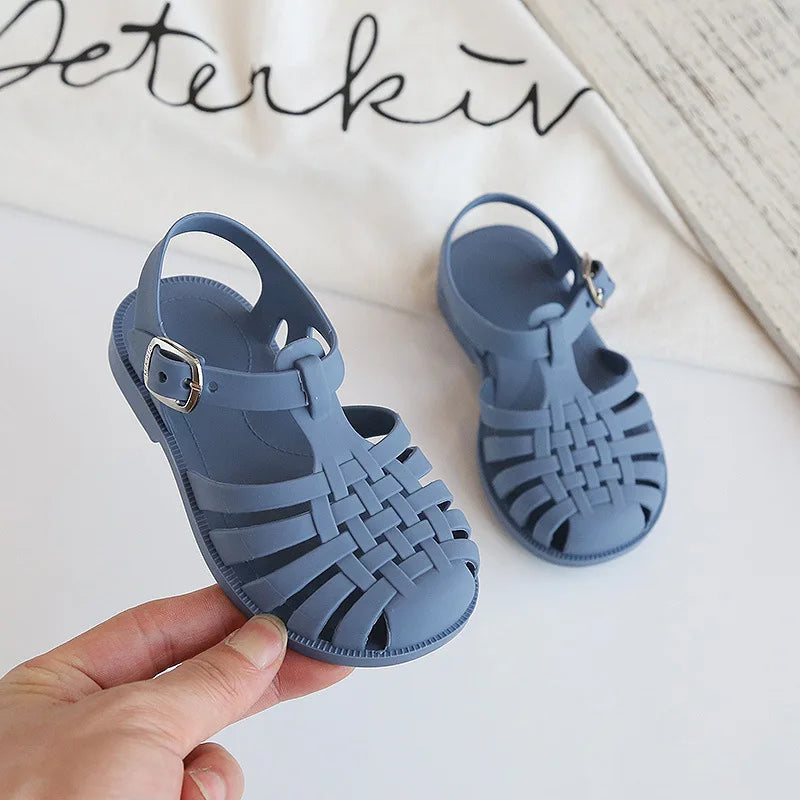 Sandales bleues en plastique pour bébé, confortables et respirantes, idéales pour l'été