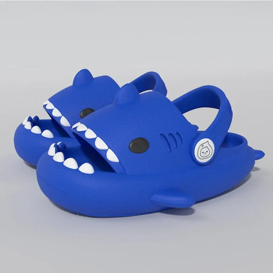 Sandales enfant été Sobabys en bleu avec design de requin amusant et semelle antidérapante